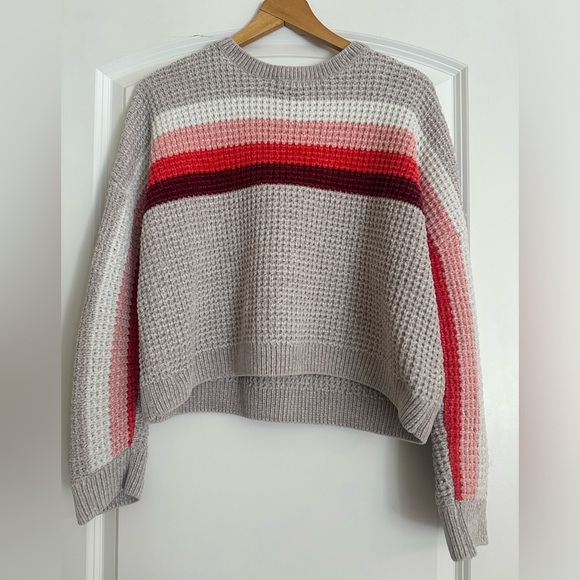 Express Cropped Chenille Crewneck Sweater - Picture 1 of 12